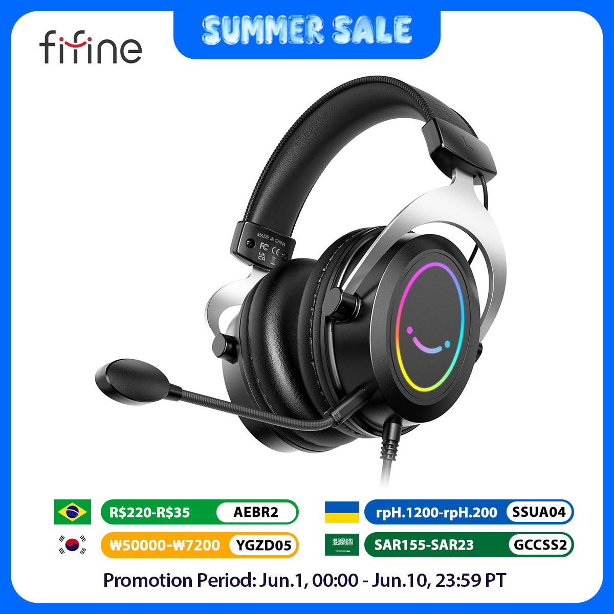 Gaming Headset Rgb - FIFINE Gaming Headpset with Dynamic RGB/MIC/In-line