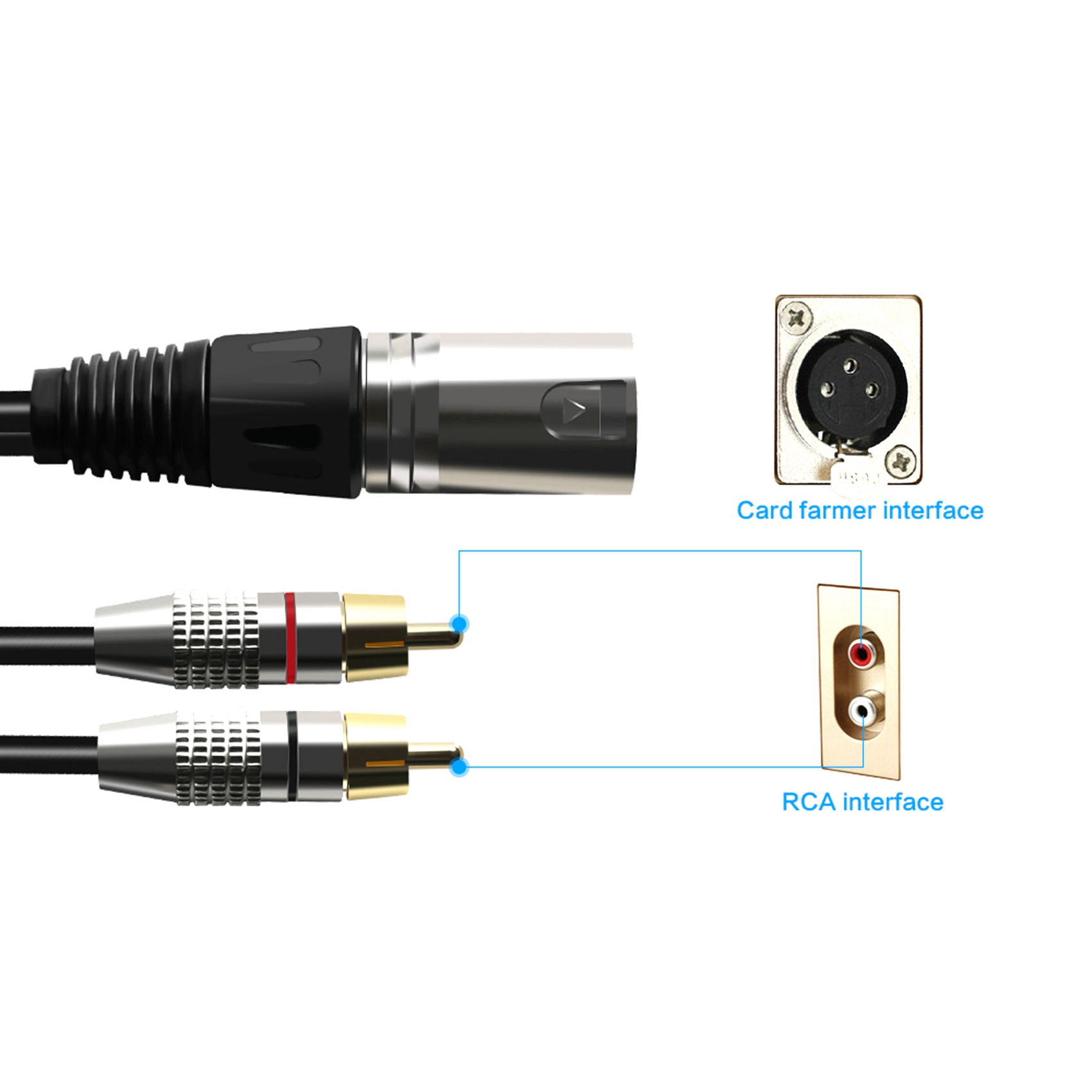1 XLR Male to 2 RCA Male Plug  - Audio Splitter Y reseña y precio