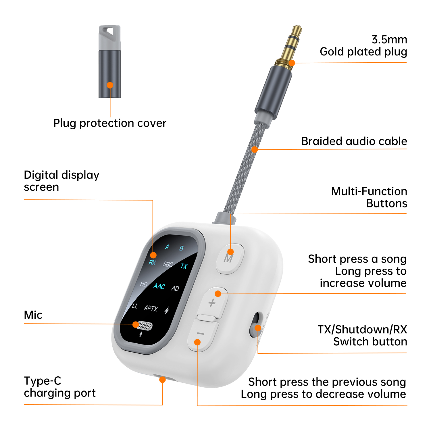 2 in 1 aptX Bluetooth Audio Re - Bluetooth Adapter Receiver reseña y precio