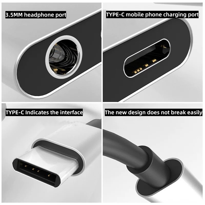 2 in 1 Audio Adapter Type C To - Audiophile Headphone Wired reseña y precio