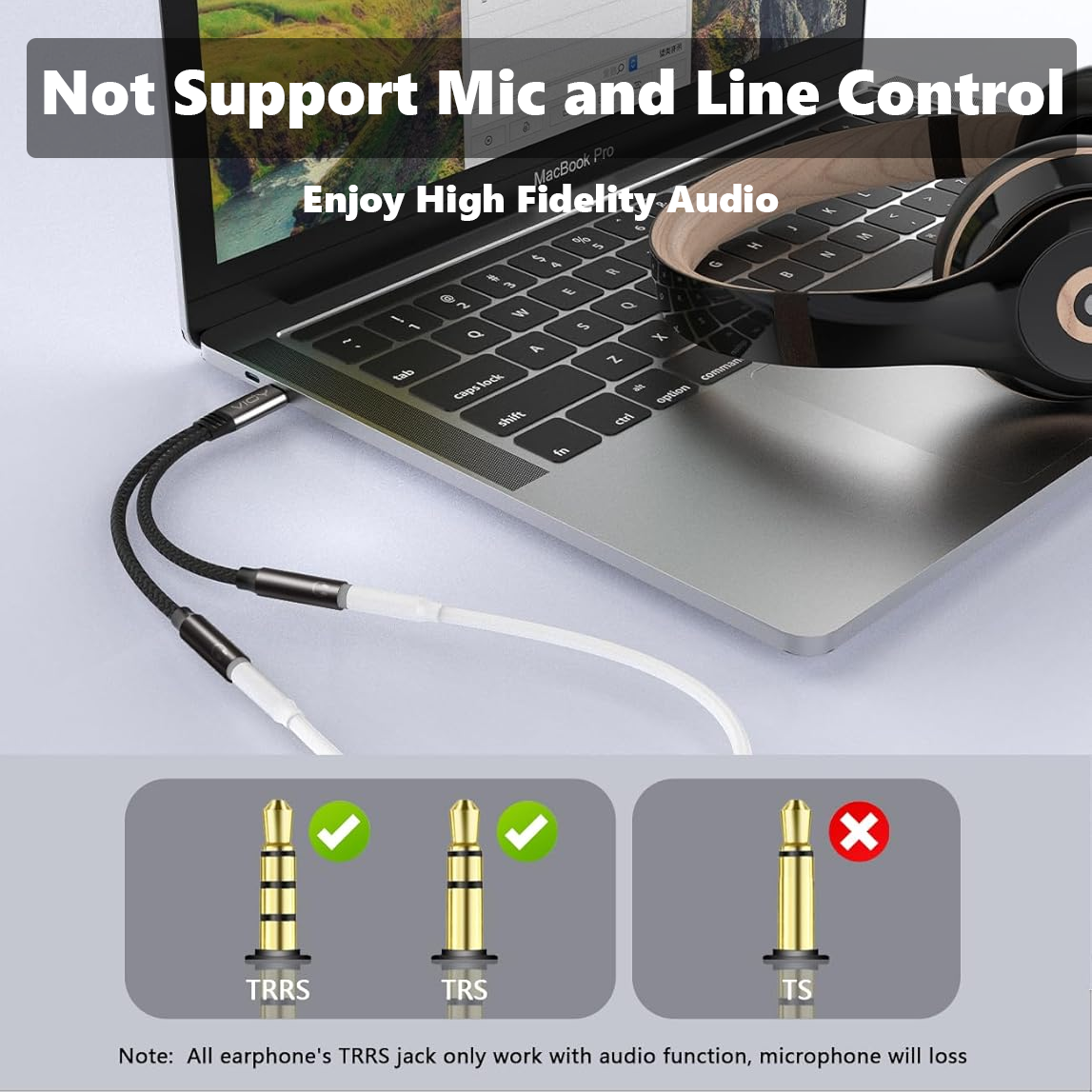 USB C To Dual 3.5mm Female Hea - Cable Extension 3.5 reseña y precio