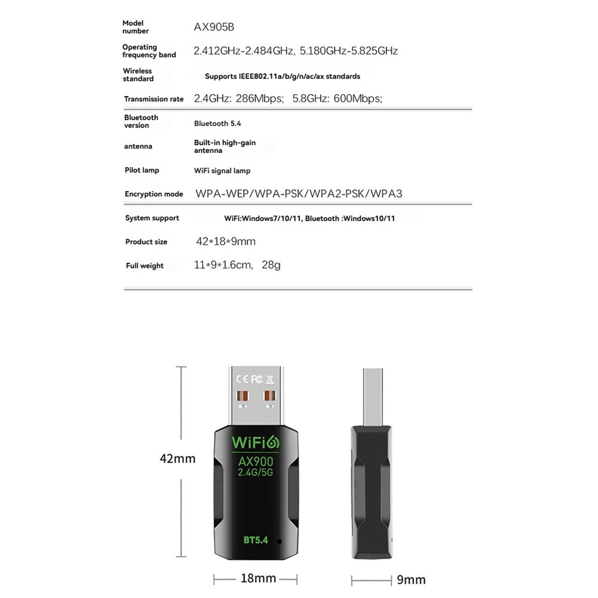 T35C WiFi6 AX900 Wireless USB  - Bluetooth Adapter Receiver reseña y precio