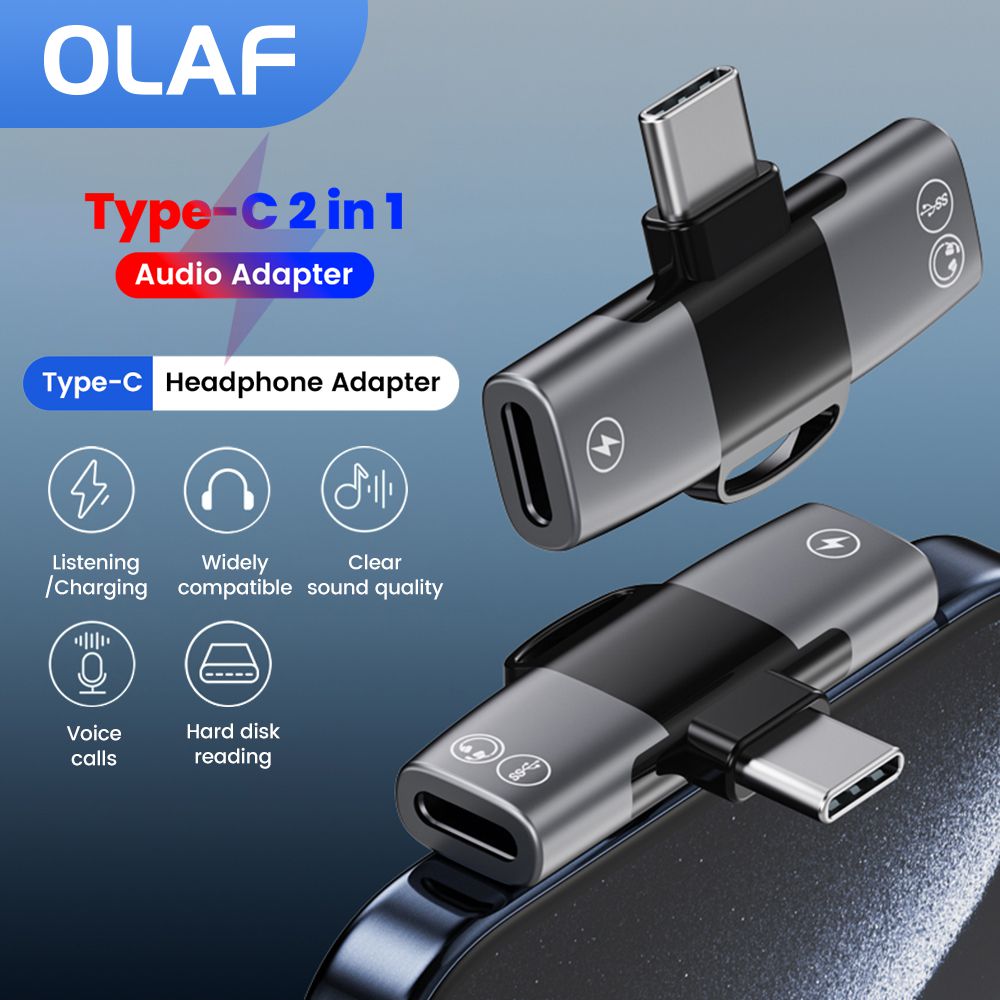 2 in 1 Type C Audio Adapter US - Earphone Splitter Jack reseña y precio