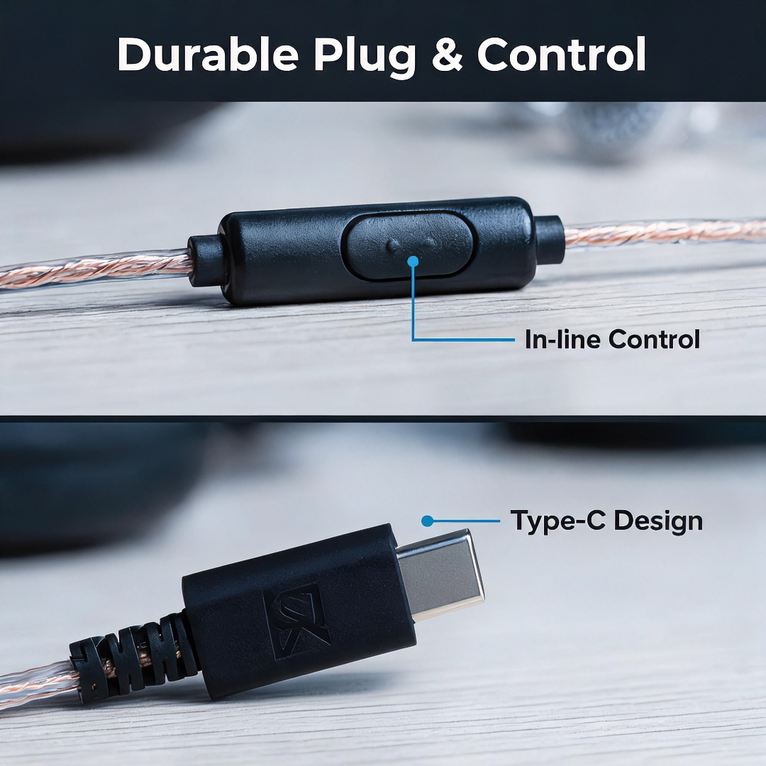 Type-C Wired Earbuds Retro Loo - Wired Earphone Mic reseña y precio
