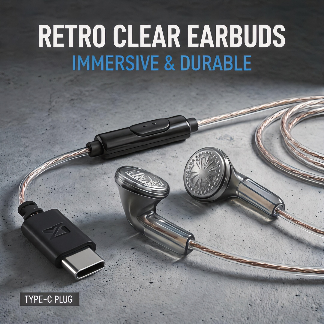 Type-C Wired Earbuds Retro Loo - Wired Earphone Mic reseña y precio